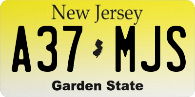 NJ license plate A37MJS