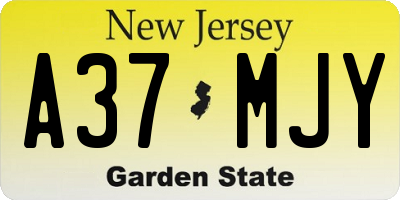 NJ license plate A37MJY