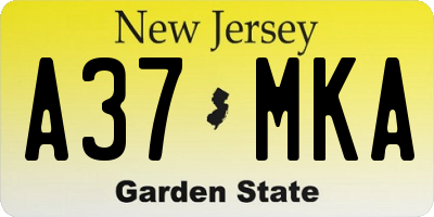 NJ license plate A37MKA