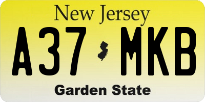 NJ license plate A37MKB