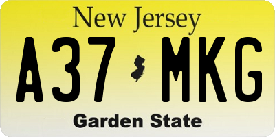 NJ license plate A37MKG