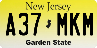 NJ license plate A37MKM