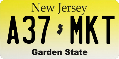 NJ license plate A37MKT