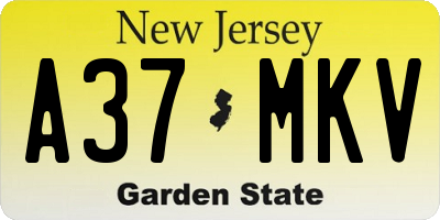 NJ license plate A37MKV