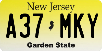 NJ license plate A37MKY