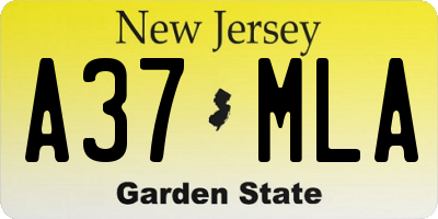 NJ license plate A37MLA