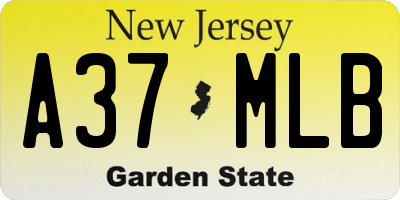 NJ license plate A37MLB