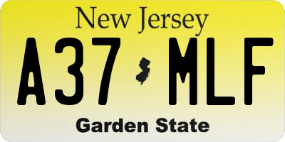 NJ license plate A37MLF