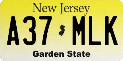 NJ license plate A37MLK