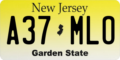 NJ license plate A37MLO