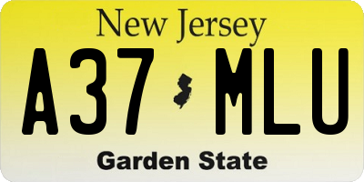 NJ license plate A37MLU