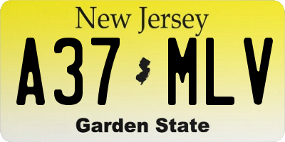NJ license plate A37MLV