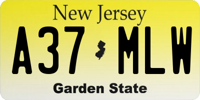 NJ license plate A37MLW