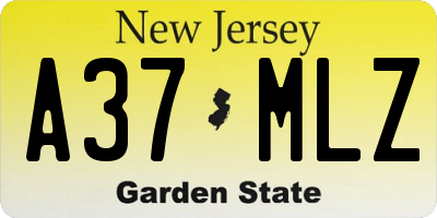 NJ license plate A37MLZ
