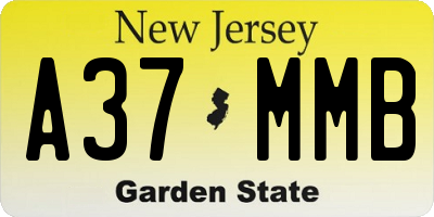 NJ license plate A37MMB