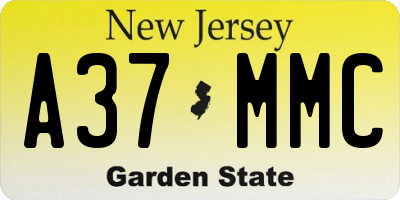 NJ license plate A37MMC