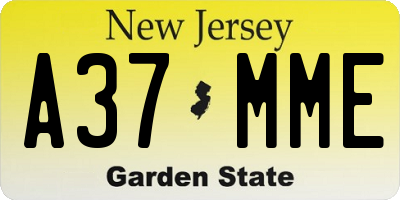 NJ license plate A37MME