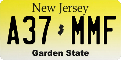 NJ license plate A37MMF