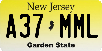 NJ license plate A37MML