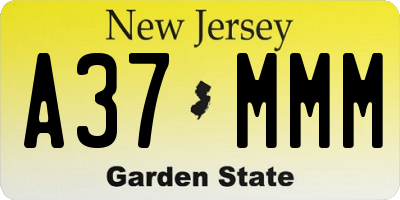 NJ license plate A37MMM