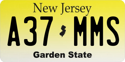 NJ license plate A37MMS