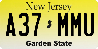 NJ license plate A37MMU