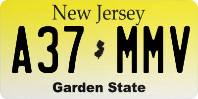 NJ license plate A37MMV