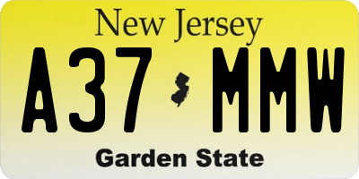 NJ license plate A37MMW