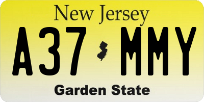NJ license plate A37MMY