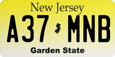 NJ license plate A37MNB
