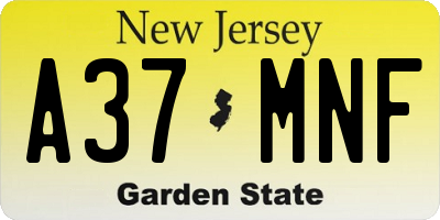 NJ license plate A37MNF