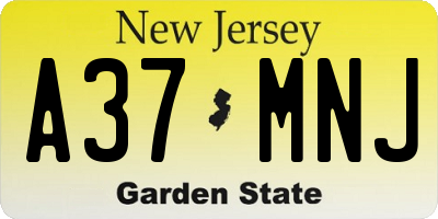 NJ license plate A37MNJ