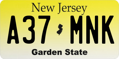 NJ license plate A37MNK