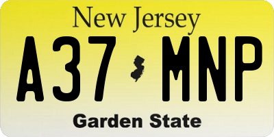 NJ license plate A37MNP