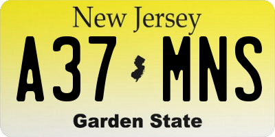 NJ license plate A37MNS