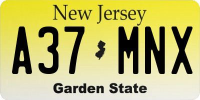 NJ license plate A37MNX