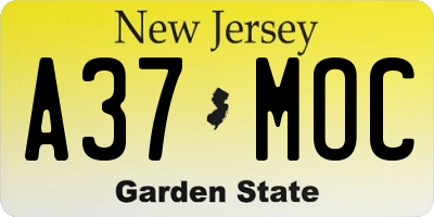 NJ license plate A37MOC