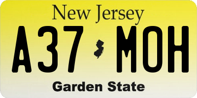 NJ license plate A37MOH