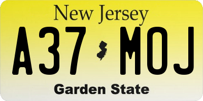 NJ license plate A37MOJ