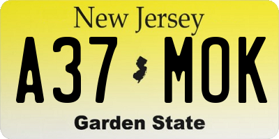 NJ license plate A37MOK