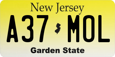 NJ license plate A37MOL