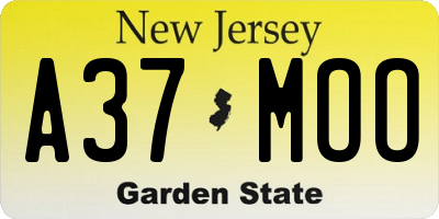 NJ license plate A37MOO