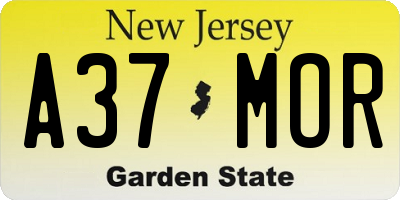 NJ license plate A37MOR
