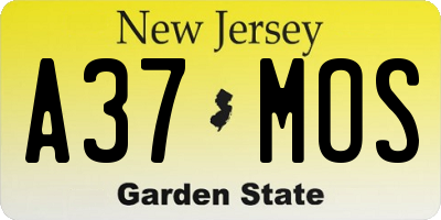 NJ license plate A37MOS