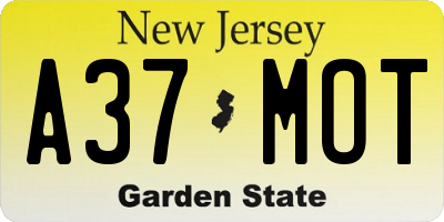 NJ license plate A37MOT