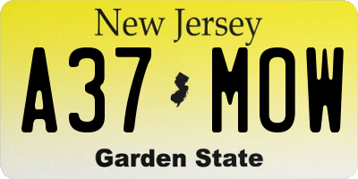 NJ license plate A37MOW