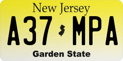 NJ license plate A37MPA