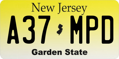NJ license plate A37MPD