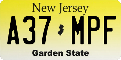 NJ license plate A37MPF
