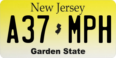 NJ license plate A37MPH